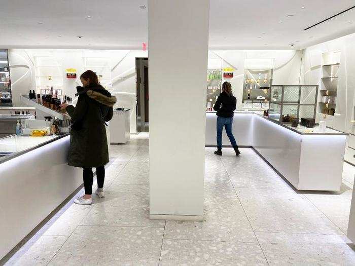 I spotted a couple of brave shoppers scouring the nearly empty racks.