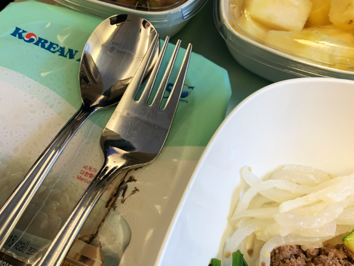 Before I even dug into the food, I was impressed by the fact that the meal was served with real silverware.