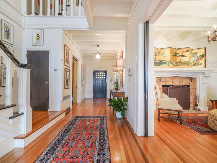 High ceilings and wood floors continue throughout the house.