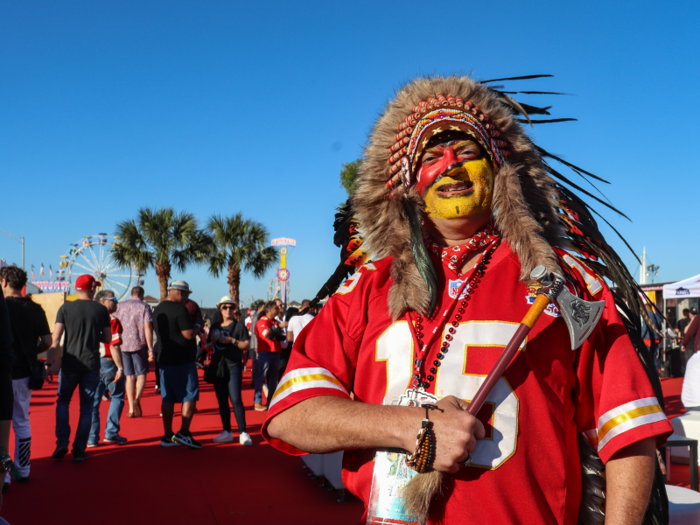 And some Chiefs fans went all out with Native American headdresses and tomahawks.