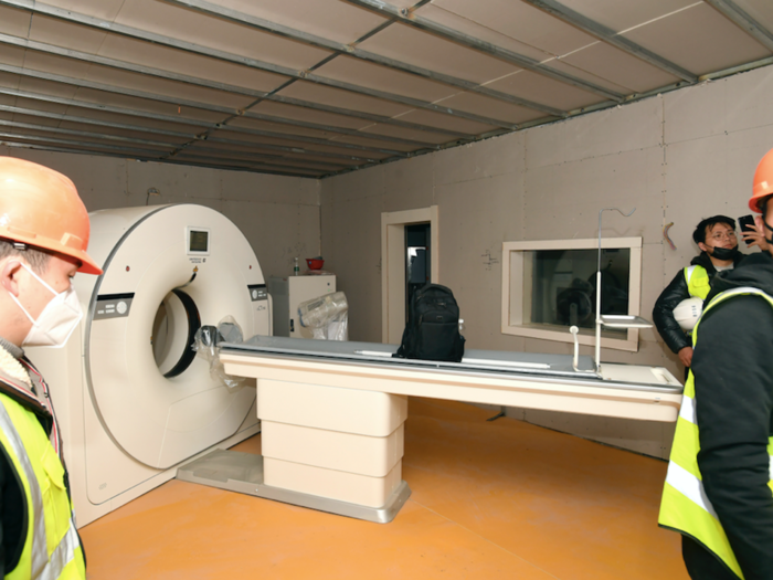 The hospital has a lot of advanced medical machinery, such as this MRI machine being built here. A Chinese company also reportedly donated "medical robots" to deliver medicines and test samples, the AP cited local media as saying.