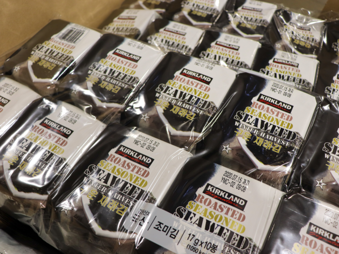 Kirkland brands also keep popping up, including roasted seaweed that is produced in South Korea.