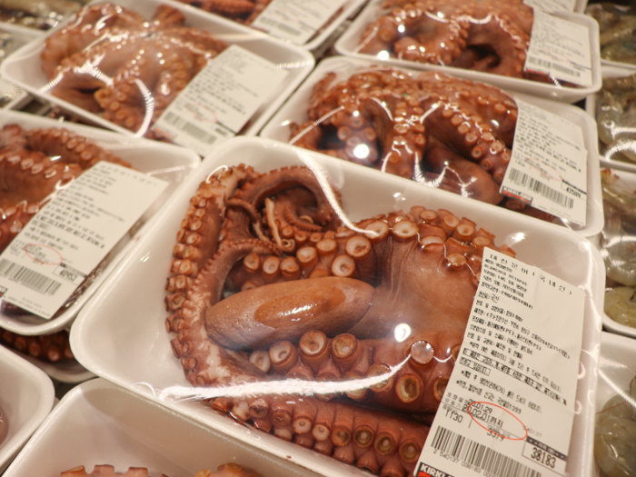 You can buy a full, raw octopus.