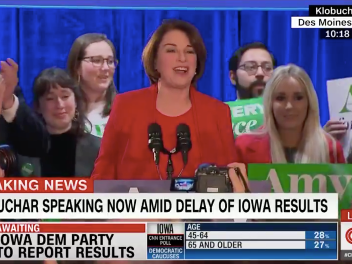 Sen. Amy Klobuchar hinted at a relative victory, telling fans "we are punching above our weight."