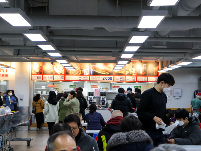 The South Korean food court has many Costco menu mainstays, including hot dogs and pizza. And, prices remain remarkably low — at 2,000 won, the hot dog costs about $1.68.