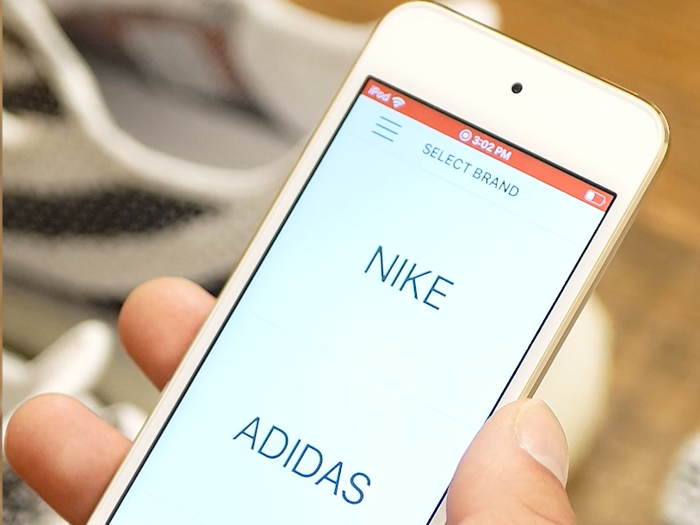 You then choose the brand of the sneaker in the app: Nike or Adidas.