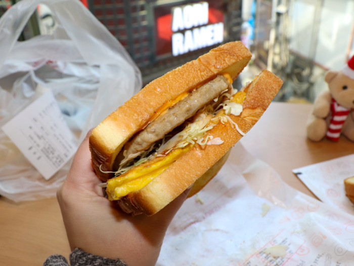 The Bulgogi MVP in particular packs in an enormous amount of food for 3,800 won, or about $3.20. It is reminiscent of a greasy, slightly spicy sausage breakfast sandwich, overloaded with barbecue and chili sauce.