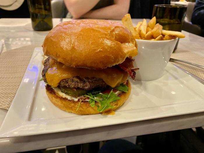 I also got the burger, which seemed like a bit much before a flight, but actually turned out to be a good idea. More on that in a moment.