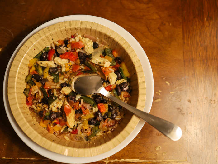 I moved on to my main dish, a taco bowl. I loved that it came with a microwaveable bowl. No dish washing afterwards. Hurrah!