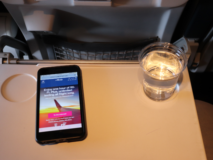 I also connected to the onboard WiFi, where T-Mobile customers get a free hour of service. Non-T-Mobile customers on Alaska can still get free texting for the duration of the flight.