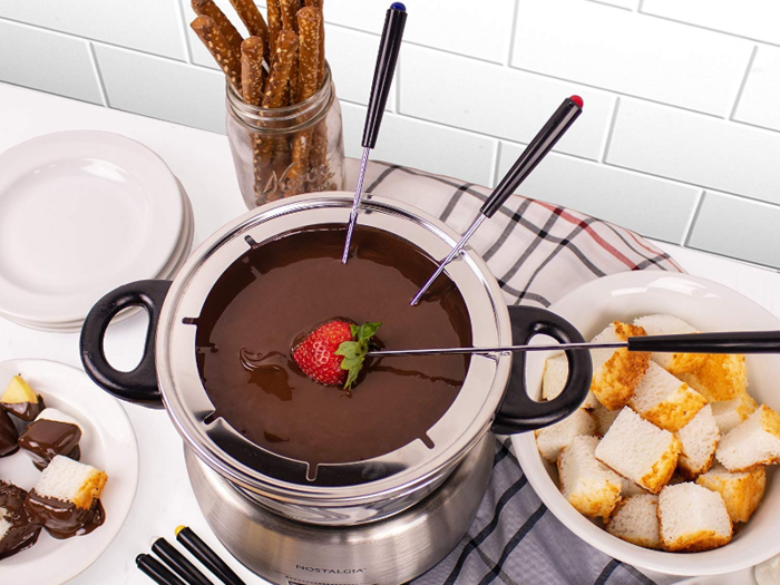 A chocolate fondue pot