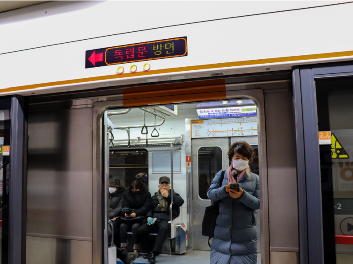 Exiting the train, signs are once again crucial for finding your way out of the station.