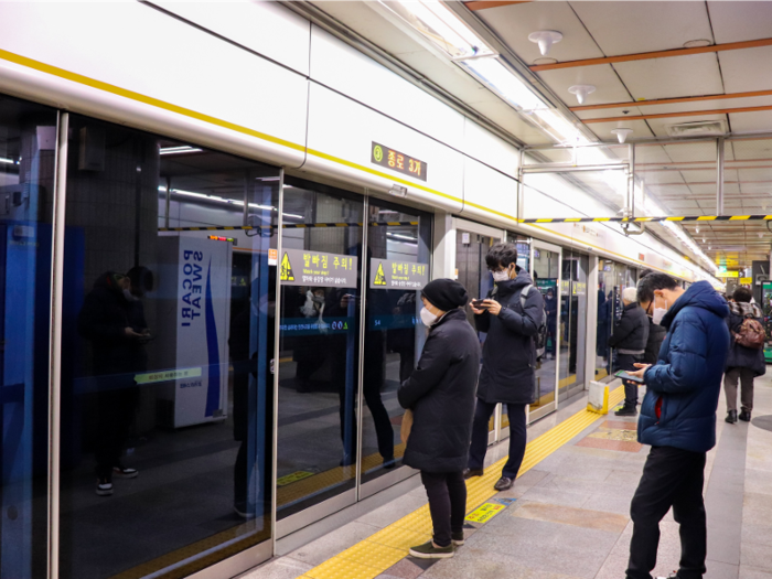 Nearly all stations have platform screen doors that only open when the train pulls into the station.