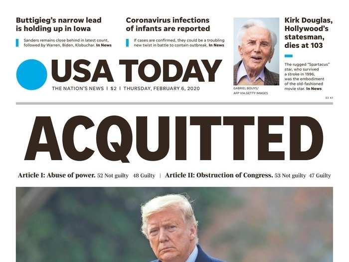 On its front page, USA Today wrote about Trump "showing resilience."