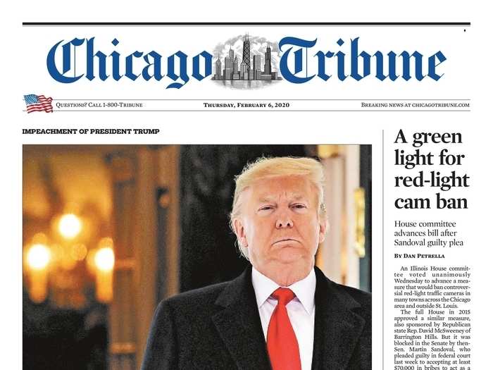 "Senate Jury acquits Trump", wrote The Chicago Tribune.