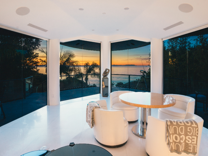 The home has wall-to-wall white Italian marble floors.