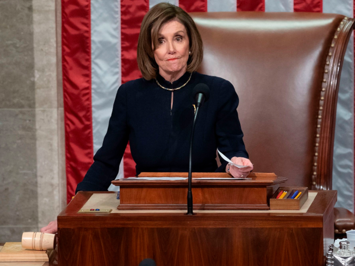 During the vote over whether to impeach Trump, Pelosi remained stoic and professional, despite roaring cheers from Democrats. When members of her party started celebrating the outcome, Pelosi glared and fiercely silenced them with her gavel.