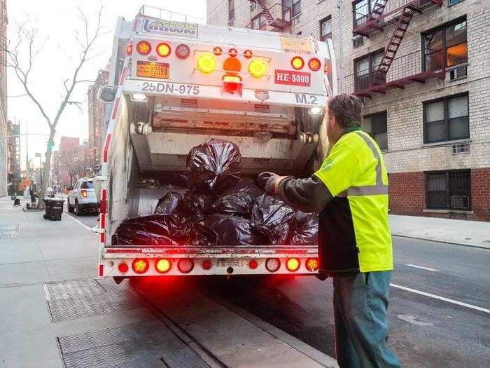 Monday and Tuesday have the most trucks on the road, as the sanitation department operates less on weekends.