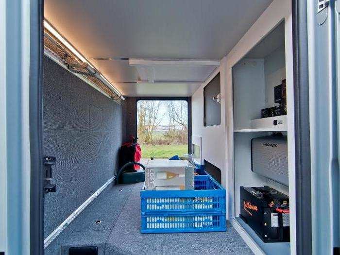 The garage is under the bed and can store large items like bicycles.