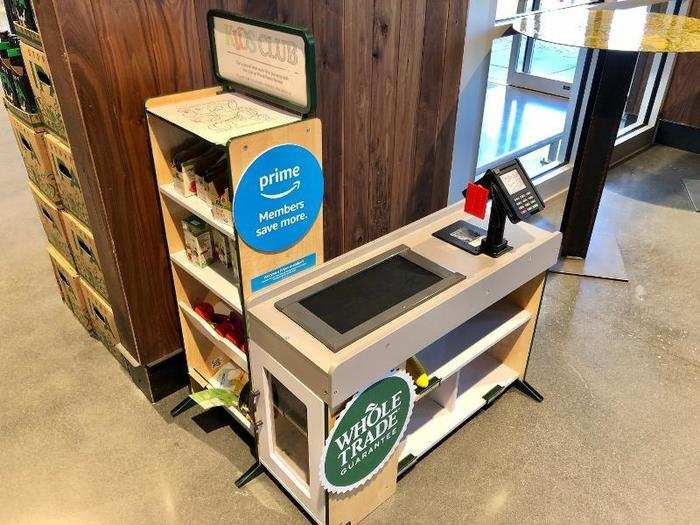 On my way out of the store, I spotted a mini checkout register and free snacks on display for the next generation of Whole Foods shoppers.