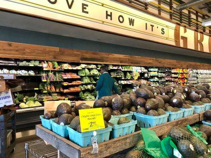 The produce department overall was well-organized and brimming with fresh fruits and vegetables.