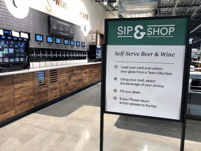 Also on this level, shoppers can pour their own beer and wine from more than a dozen taps.