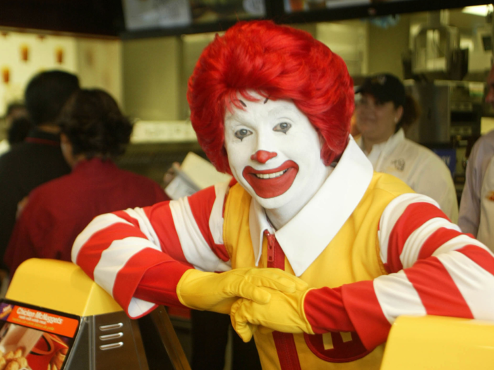 In TV commercials, Ronald McDonald was often accompanied by other characters like Mayor McCheese, the Hamburglar, Grimace, Birdie the Early Bird, and The Fry Kids.