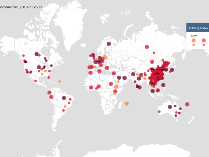 This map also tracks outbreaks of the virus, but it uses AI to scrape posts on news sites and social media to create a heat map of the virus, which can be useful to health officials.