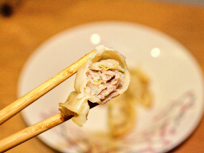 I thought the pork filling on its own was a tad bland, but once dipped in some soy sauce these dumplings were truly incredible.