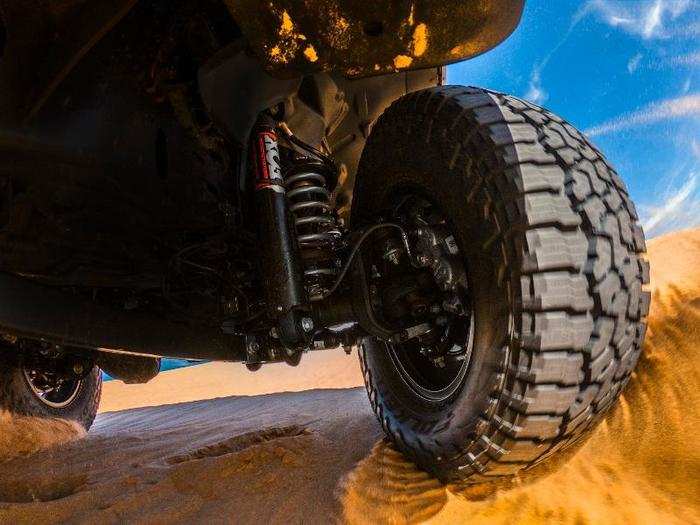 Suspension upgrades — including new Fox shocks — help the vehicle stay level and under control when racing over irregular terrain.