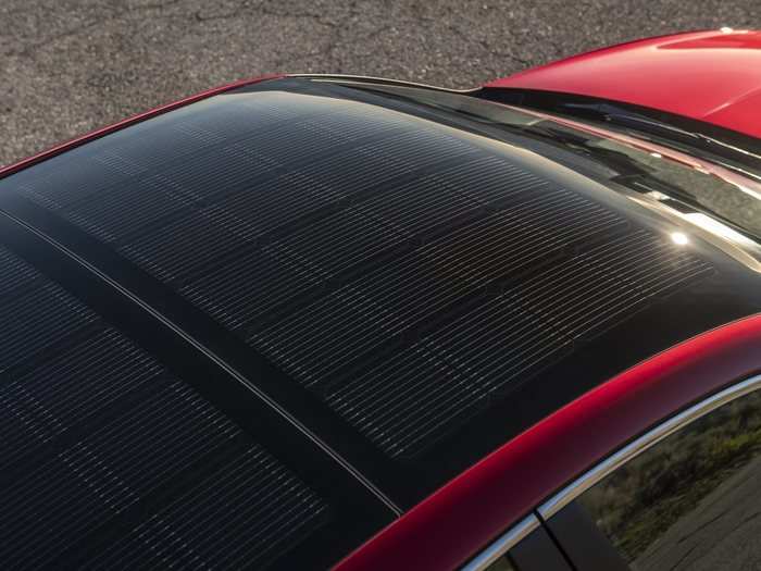 The solar-panel roof also helps prevent unwanted battery discharge in the event that the A/C or infotainment system is on while the engine isn