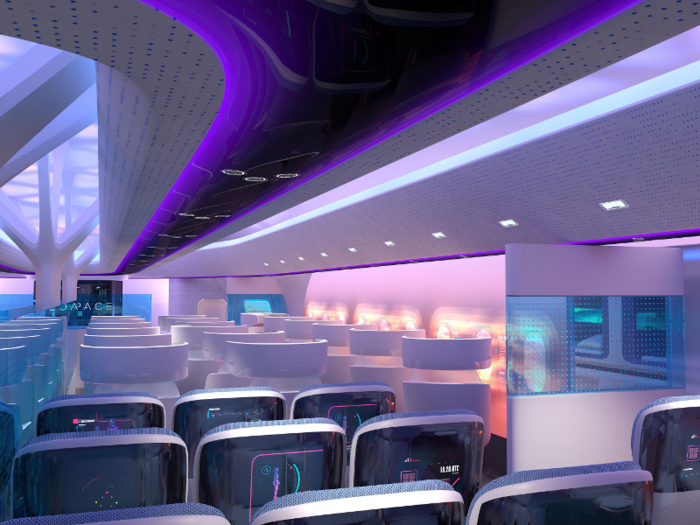 A wider aircraft also allows for a more open concept on board and making the cabin feel less congested compared to current generation aircraft designs.