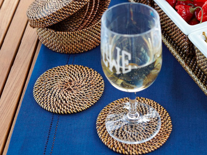 A set of rustic, woven coasters