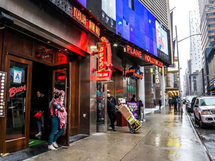 The next day, we broke out our umbrellas and made our way to Buca di Beppo, also in Times Square.