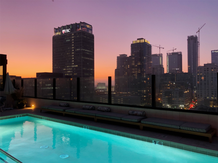 The Hoxton Downtown LA is a hip hotel with a scenic rooftop pool, and great choice for travelers who revere design over traditional hotel chains