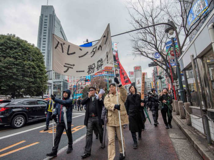 ​Japanese Revolutionary League of Lonely Souls marches against discrimination.