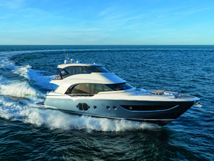 4. The MCY 70 Skylounge is a completely customizable Italian flybridge also making its world debut at the Miami Yacht Show.