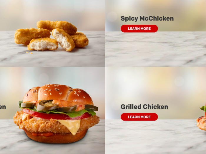 Here are some of the other chicken options. I