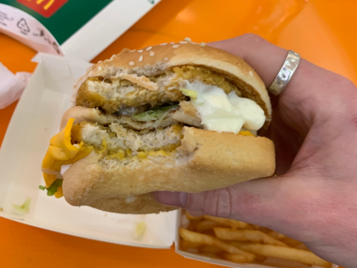 The Chicken Mac was decent too. Built the same way as a Big Mac, it tasted a lot like the classic McChicken Sandwich, just with an extra patty and some cheese.