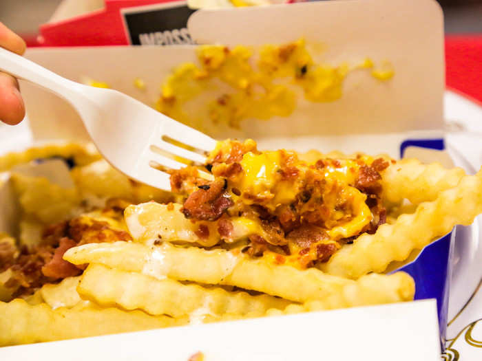 The fries themselves were nothing to write home about. (Crinkle cut, really?) But the creamy, cheesy sauce made it easy to down forkful after forkful.