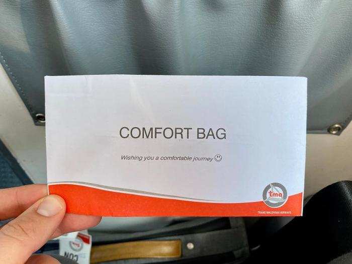 I also noticed air-sickness bags at each seat, although thankfully no one on our flight needed them.