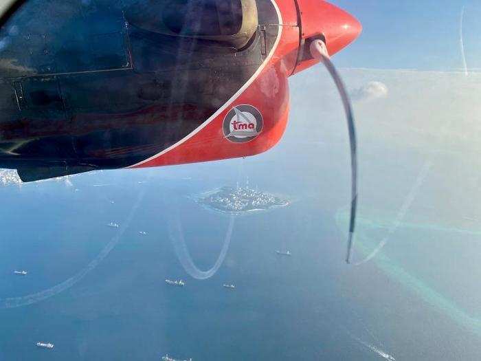 I was on the left side of the plane in the second row, so I had a great view of the sights below us and of the engine.