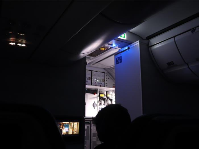 Just before takeoff, the cabin lights were dimmed and we settled in for the two-hour and 33-minute flight to New York. They wouldn