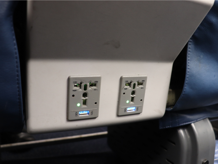 Two power outlets/USB charging ports...