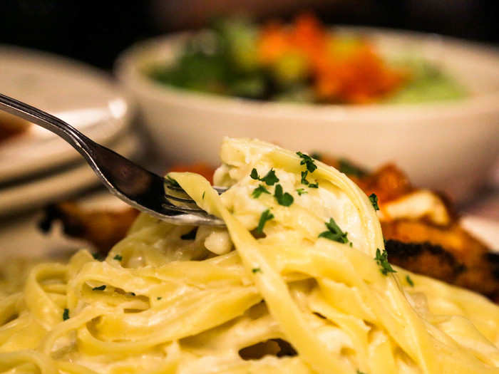 I dug into the thick tangle of fettuccine alfredo.