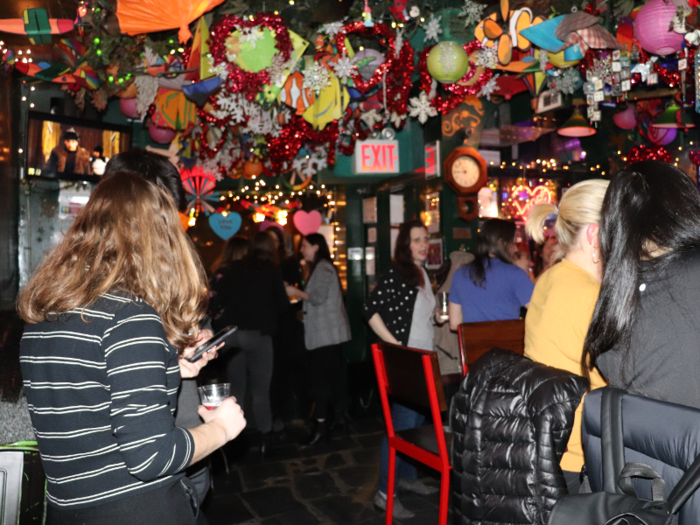 And while some are holiday themed, ornaments of all shapes, sizes, and colors hang from the ceiling year round.