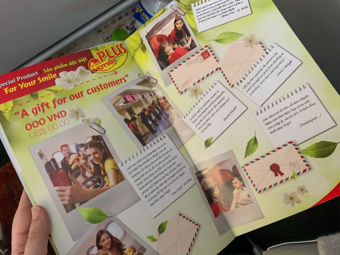 The catalog also had an entire section featuring passengers talking about how much they love Vietjet.