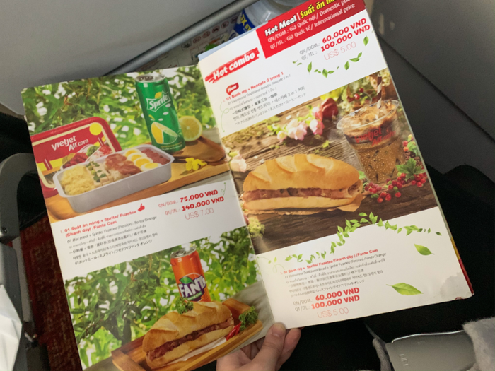 The cafe section offered a sizable list of meals flyers can order on their flight.