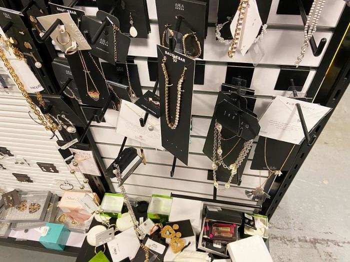 We also spotted these messy racks of jewelry.