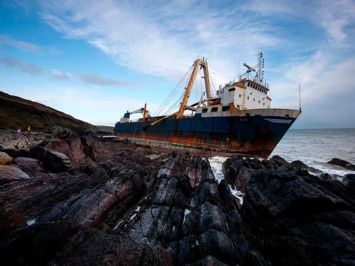 The coast guard later rescued the 10 crew members when a hurricane approached.